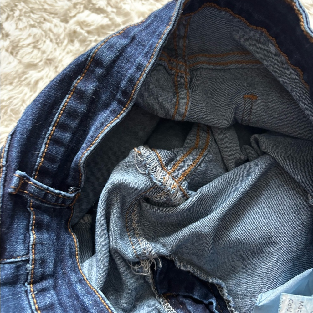 SHEIN Dark Blue Distressed Skinny Jeans With Chains - Picture 8 of 12